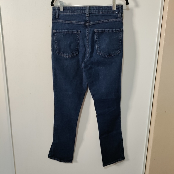 Barbara Casasola Dark Wash Blue Denim Straight Leg Boot Cut Jeans High Rise - Picture 8 of 12